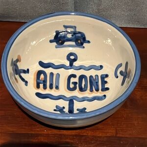 MA Hadley Pottery Child's Cereal Bowl "All Gone" Hand Painted Nautical Discont'd